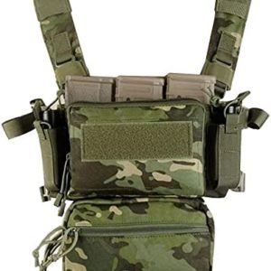 Roseboon Tactical Vest Outdoor Chest Rig Ultra-Light Breathable Combat Training Vest Adjustable for Adult Modular Chest Rig