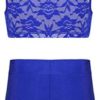 Aiihoo Kids Girls Two Piece Sports Ballet Dance Gymnastic Outfits Sleeveless Floral Lace Mock Neck Tops with Bottoms Set - Image 2