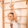 Wooden Swedish Wall Ladder Stall Bars Set for Exercise, Gym – Wood Stall Bar Gymnastics Playground with Gymnastic Rings for Kids Development Physical Therapy – K2200 - Image 6