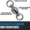 Dr.Fish 20 Pack Fishing Ball Bearing Swivels, Saltwater Swivels Fishing Tackle Copper Stainless Steel Solid Rings Black Nickel Coating Barrel Swivels Heavy Duty Catfish Swivel - Image 3