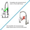 COOLWEST Pre-Rinse Sprayer Head with Hand Grip for Commercial Kitchen Sink Faucet, High Pressure Dish Spray Valve Nozzle Replacement Kit for Wall Mount Commercial Faucet - Image 3