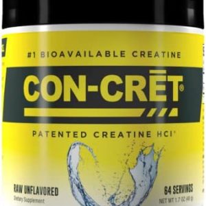 CON-CRET Patented Creatine HCl Unflavored Powder, Stimulant-Free Workout Supplement for Energy, Strength, and Endurance, 64 Servings