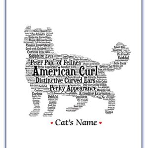 American Curl Cat Lovers Gifts for Women, Men, Mom, Dad • Personalize Custom Art Print Portrait Merchandise • 8 x 10 • 8.5 x 11 • 11 x 14 Mat+Mount • Handmade USA