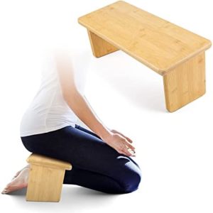 Nnewvante Yoga Meditation Bench, Meditation Kneeling Stool with Foldable Legs, Ergonomic Bamboo Seiza Yoga Benches, Wooden Meditation Chair for Praying, Folding Prayer Kneeler Seat