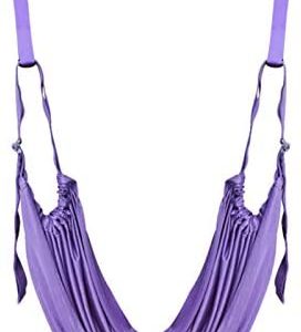 Xiaokeis Aerial Yoga Swing Set, Yoga Hammock Trapeze Swing, Flying Yoga Inversion Tool, Antigravity Ceiling Hanging Yoga Sling for Indoor Outdoor Inversion Therapy (Purple)