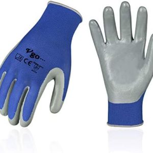 Vgo 10Pairs Safety Work Gloves, Gardening Gloves, Non-slip Nitrile coating, Dipping Gloves (Size M, Blue, NT2110)