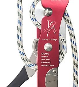 S.E.Peak Climbing Double Stop Descender Self-Braking Self Locking Rappelling Belay Devices for 10-13mm Rope for Rescue & Arborist/Hand Control