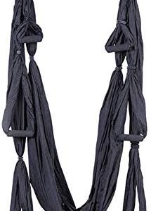 qiuqiu Aerial Yoga Hammock, 6 Handles Anti-Gravity Flying Swing Trapeze Yoga Inversion for Pilates Multifunction Exercise Device-Orange