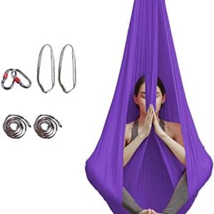 CurcKua 7PCS Aerial Yoga Hammock Silk Yoga Hammock, Aerial Yoga Swing for Inversion Exercises Improved Flexibility