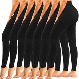 yeuG 7 Pack High Waisted Leggings for Women Tummy Control-Black Soft Workout Yoga Pants for Everyday Use,Women Gifts,Sports