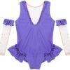JEEYJOO Little Kids Girls Halloween Trapeze Show Costume Circus Outfit Ballet Dance Leotard with Arm Sleeves Set - Image 3