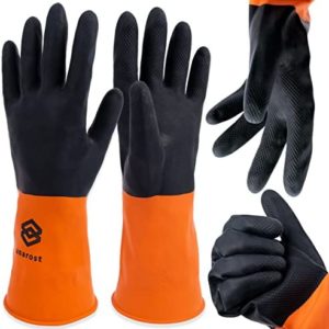 Chemical Resistant Gloves for Heavy-duty Utility - 2 Pairs Thick Long Rubber Protective Gloves