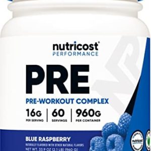 Nutricost Pre-Workout Powder Complex, Blue Raspberry, 60 Servings, Vegetarian, Non-GMO and Gluten Free