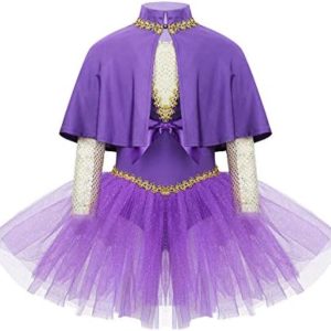 CHICTRY Girls' Circus Trapeze Costume Sparkle Princess Girl Ruffles Leotard with Gloves Dress up Outfits Sets