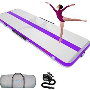 WelandFun Air Mat Tumble Track 10ft/13ft/16ft/20ft Inflatable Gymnastics Tumbling Mat 4/6/8 inchs Thickness Mats for Home Use/Gym/Yoga/Training/Cheerleading/Outdoor/Beach/Park wih Electric Air Pump