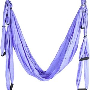 Generici Aerial Yoga Swing Set, 1.4‑1.5m / 4.6‑4.9ft, Yoga Hammock Trapeze Swing with Fixed Disk and Storage Bag, Trapeze Yoga Kit, Flying Yoga Inversion Tool for Indoor Home Fitness(Purple)