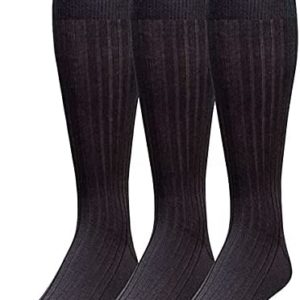 Gold Toe Men's Canterbury Over-the-Calf Dress Socks, 3-Pairs, Black, Large