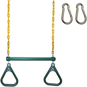 Eastern Jungle Gym Heavy-Duty Ring Trapeze bar Combo Swing, Large 20" Trapeze bar with Coated Swing Chains 43" Long & 2 Snap Hooks Swing Set Swing