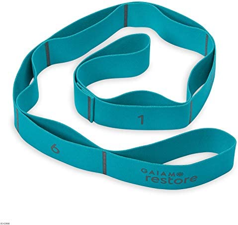 Gaiam Restore Stretch Band Strap - Elastic Stretching Strap with Loops for Medium Resistance Stretch Assist on Leg, Hamstring, Exercise/Fitness/Workout, Physical Therapy