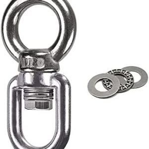 Dakzhou Swing Swivel 360° Rotary Bearing, 820 LB, Hanging Attachment, Swing, Aerial Dance, Hammock Chair, Yoga Swing, Rock Climbing Silver