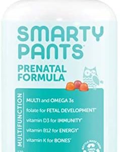 SmartyPants Prenatal Formula Daily Gummy Multivitamin: Vitamin C, D3, & Zinc for Immunity, Gluten Free, Folate, Omega 3 Fish Oil (DHA/EPA), 120 Count (30 Day Supply)