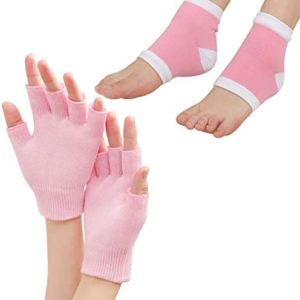 Moisturizing Fingerless Gloves and Heel Socks - Cold Therapy Gel Moisturizing Gloves and Heel Socks - Gel Spa for Moisturize Soften Repairing Dry Cracked Hands Feet Skin Care(Pink)