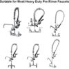 COOLWEST Pre-Rinse Sprayer Head with Hand Grip for Commercial Kitchen Sink Faucet, High Pressure Dish Spray Valve Nozzle Replacement Kit for Wall Mount Commercial Faucet - Image 6