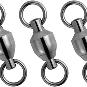 Dr.Fish 20 Pack Fishing Ball Bearing Swivels, Saltwater Swivels Fishing Tackle Copper Stainless Steel Solid Rings Black Nickel Coating Barrel Swivels Heavy Duty Catfish Swivel