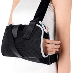 Solmyr Arm Sling with Ergonomic Design for Broken Fractured Arm Elbow Wrist, Split Strap and Waistband, Adjustable Shoulder Strap, Universal for Left and Right Arms(L)