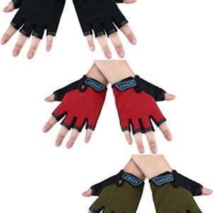 3 Pairs Kids Half Finger Gloves Sport Gloves Non-Slip Gel Gloves for Children Cycling Biking