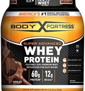 Body Fortress Super Advanced Whey Protein Powder, Chocolate Flavored, Gluten Free, 2 Lb