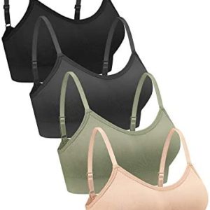 4 Pieces Neck Bralettes Wireless Cami Bra Tank Top Bra Sports Bra for Women Girls