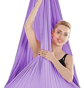 Sensory Therapy Swing Aerial Yoga Hammock with 200kg Indoor Outdoor for Antigravity Yoga Inversion Exercises Improved Flexibility & Core Strength (Color : Purple, Size : 150x280cm)