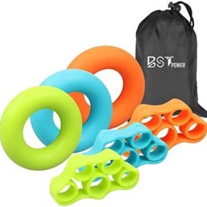 BSTPOWER Hand Grip Strengthener 6 Pack Hand Gripper with 3 Different Levels of Resistance, Finger Stretcher Resistance Extensor Bands, Finger Exerciser, Grip Strength Ring for Exercise