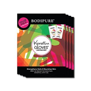BODIPURE 4 Pack Keratin Gloves Double Value for Nourishing, Soothing and Repairing Dry Hands – Moisturizing Gloves Therapy for Dry, Cracked Aging Hands for Women Men (8 Hand Gloves Pairs)