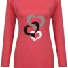 Womens Tops Plus Size Tunics Valentines Day Long Sleeve Shirt Crewneck Print Love Blouses Casual Pullover Tees - Image 3