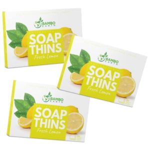 BAMBOEARTH Antibacterial Paper Soap Sheets For Hand Washing - 3 Packs Portable Disinfecting Pocket Travel Soap Sheet Dissolvable And Disposable Camping Mini Size Dry SoapSheets For laundry Hands Wash (Fresh Lemon Pack Of 3)