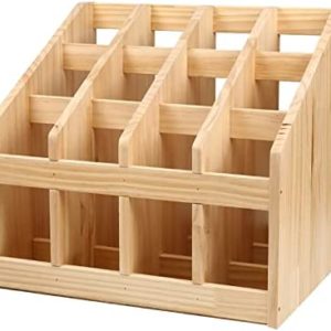 YLLFF Large Capacity Yoga Mat Storage Rack Floor Stand, 12 Compartment Wooden Yoga Mat Holder Carpets Organizer for Home, Gym, Easy to Install