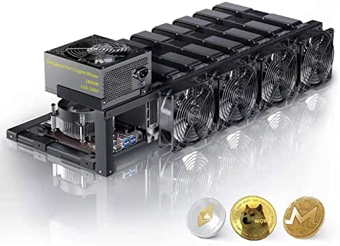 Foyozisun GPU Mining Rig Complete System Ethereum ETC Crypto Miner with 8 GPU Mining Motherboard and 1800W Power Supply 8G RAM (Without GPU)