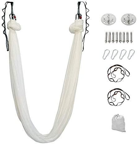 Maxwelly Silk Aerial Yoga Hammock - Premium Aerial Trapeze Yoga Swing for Antigravity Yoga, Inversion Exercises, Improved Flexibility & Core Strength for Gym Home Fitness - Accessories Included