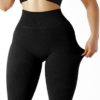 SUUKSESS Women Ribbed Seamless Leggings High Waisted Workout Gym Yoga Pants - Image 4