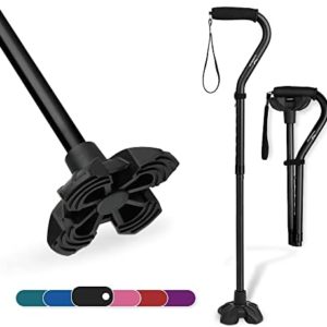 KINGGEAR Walking Cane for Women and Men, Lightweight and Sturdy Offset Walking Stick , Large Quad Base Canes for Seniors, Walking Crutches for People with Leg Injuries
