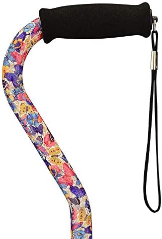 NOVA Medical Products NOVA Sugarcane, Walking Cane with All Terrain Rubber Quad Tip Base and Carrying Strap, Butterfly Symphony Design - Image 4