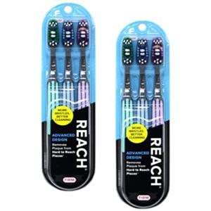 Reach Advanced Design Firm Toothbrushes, Colors May Vary, 3 Count (Pack of 2) Total 6 Toothbrushes