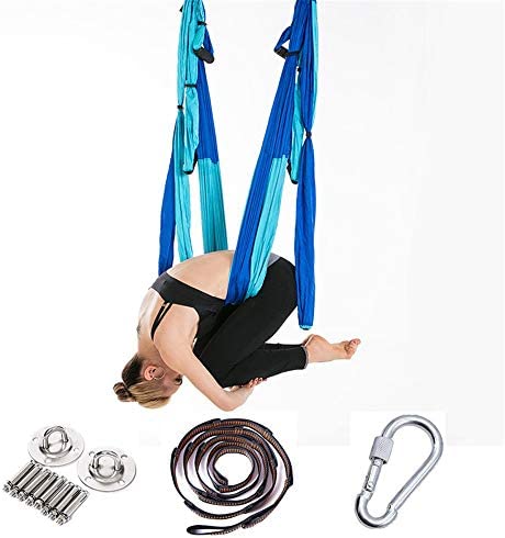 ROBDAE Aerial Yoga Swing Yoga Studio Aerial Hammock Reverse Gravity Fitness Hammock 6 Handle with Extension for Air Yoga Inversion Exercises (Color : Yellow, Size : 250x150cm)