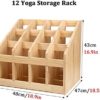 YLLFF Large Capacity Yoga Mat Storage Rack Floor Stand, 12 Compartment Wooden Yoga Mat Holder Carpets Organizer for Home, Gym, Easy to Install - Image 3