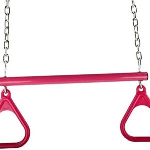 Swing Set Stuff Trapeze Bar with Rings and Uncoated Chain, Pink