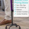 Vive Quad Cane - Walking Stick for Men and Women - Lightweight Adjustable Staff - Comfortable Right and Left Hand Grip for Stability Support - Four Prong Sturdy Aluminum Travel Aid - 4 Tip - Image 4
