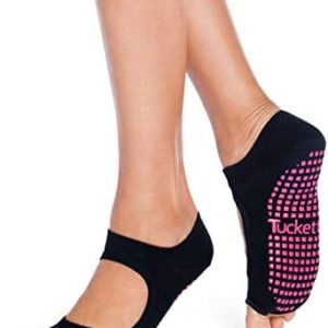 Tucketts Allegro Toeless Non-slip Grip Socks - Yoga, Barre, Pilates, Home & Leisure - 1 pair, Black