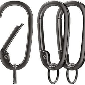 Spigen Carabiner Clips D Ring, Spring Snap Hook, Keyring Keychain Hook with Zinc Alloy Caribeaners - 3 Pack